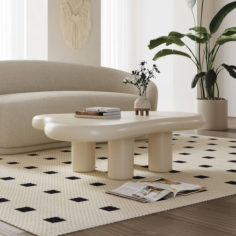 48.5 In Fiberglass Tabletop Modern Cloudy Shape End Table