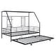 preview thumbnail 6 of 78, Metal House Bed with Trundle, Twin/Full Size Daybed Playhouse Bed with Bulit-in Storage Shelves and Metal Grid for Kids Teens