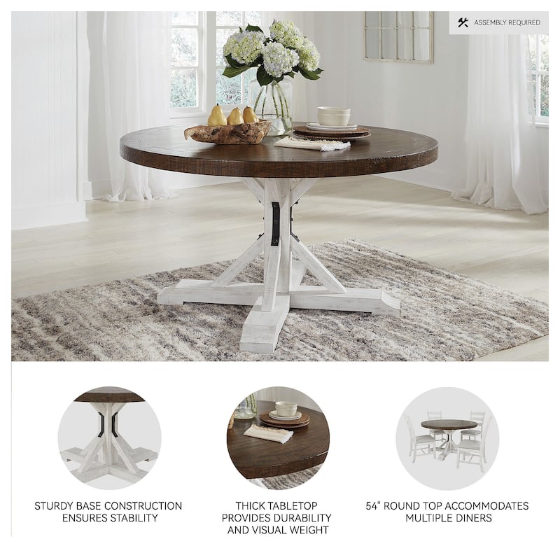 Signature Design by Ashley Valebeck Brown/White Dining Table - 54"W x 54"D x 30.13"H