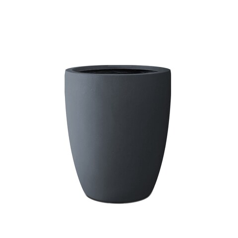 Kante Round Lightweight Concrete and Weather Resistant Fiberglass Indoor Outdoor Planter with Drainage Hole