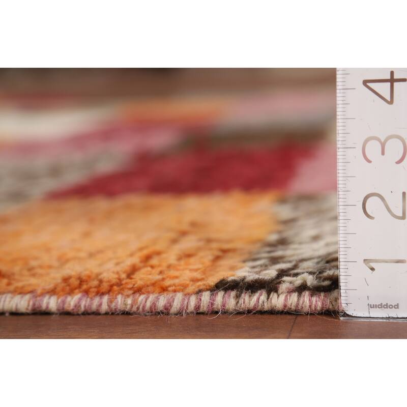 Hand Knotted Oriental 100% Wool Carpet Modern All-Over Multi-Colored Moroccan Area Rug - 9' 4'' X 5' 8''