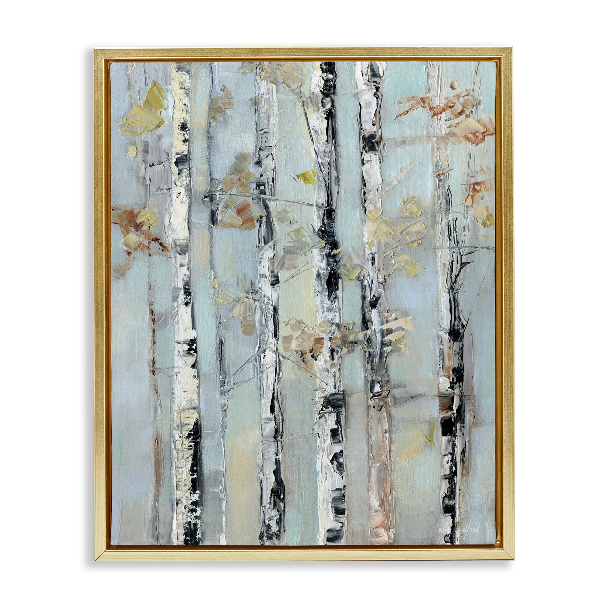 Stupell Autumn Birch Trees Framed Floater Canvas Wall Art Design By Sally Swatland