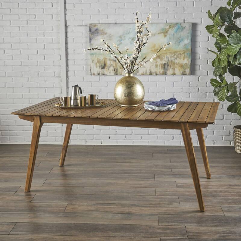69 Inch Acacia Wood Dining Table Solid Wood Outdoor Weather Resistant
