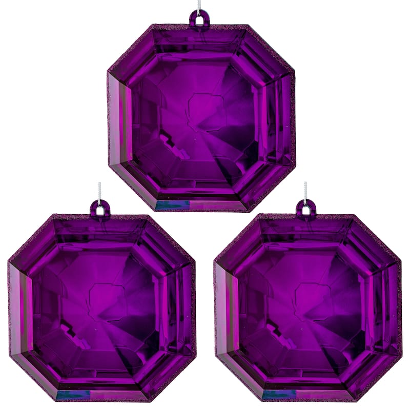 6" Acrylic Square Precious Gem Ornament Set of 3