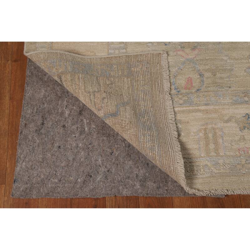 Vegetable Dye Oushak Turkish Rug Handmade Bedroom Beige Wool Carpet - 4'10"x 7'5"