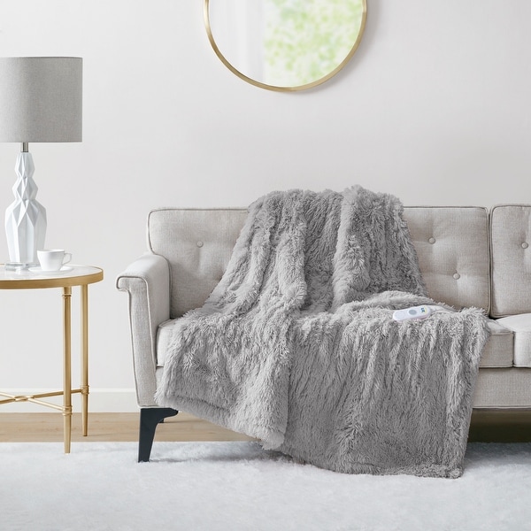 Malea Heated Shaggy Faux Fur Heated Throw by Serta - On Sale - Bed