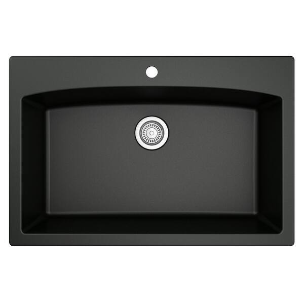 slide 45 of 59, Karran Drop-In Quartz Single Bowl Kitchen Sink Black