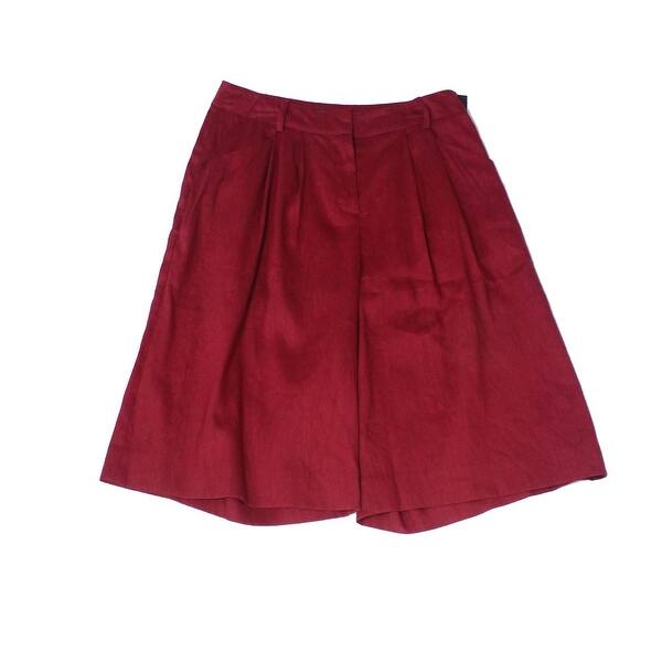 Shop Lafayette Dark Red Womens Size 0 High Waist Pleat Long Shorts