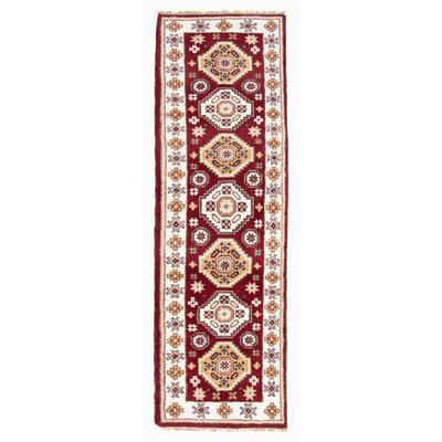 ECARPETGALLERY Hand-knotted Royal Kazak Dark Red Wool Rug - 2'7 x 8'3