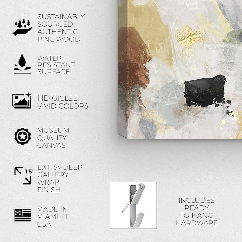 Wynwood Studio Canvas Abstract Geo Flowing White and Dark Gold Modern & Contemporary Wall Art Canvas Print