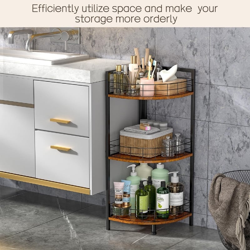 Bathroom Standing Shelf - 11.89"D x 11.89"W x 34.12"H
