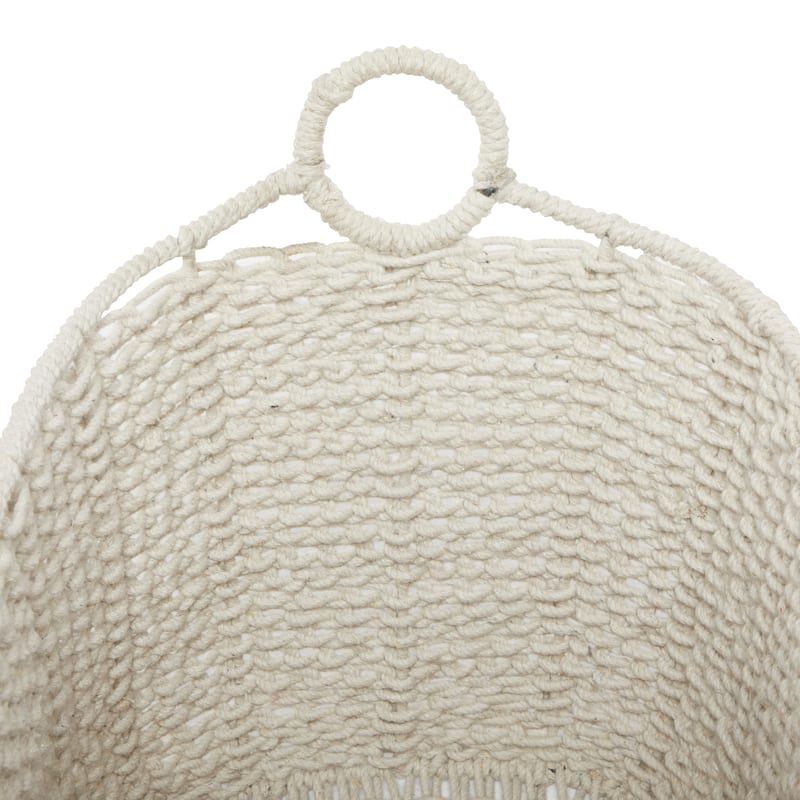 CosmoLiving by Cosmopolitan Cotton Fabric Handmade Storage Basket with Handles - White, Gray, Multi Colored