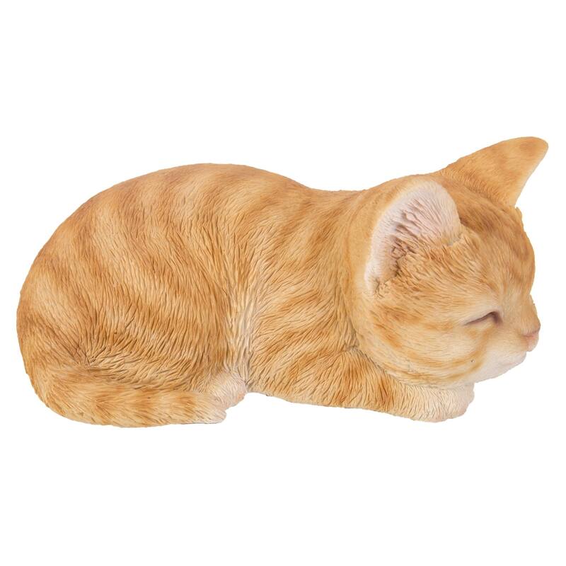 7" Sleeping Tabby Kitten Outdoor Garden Statue