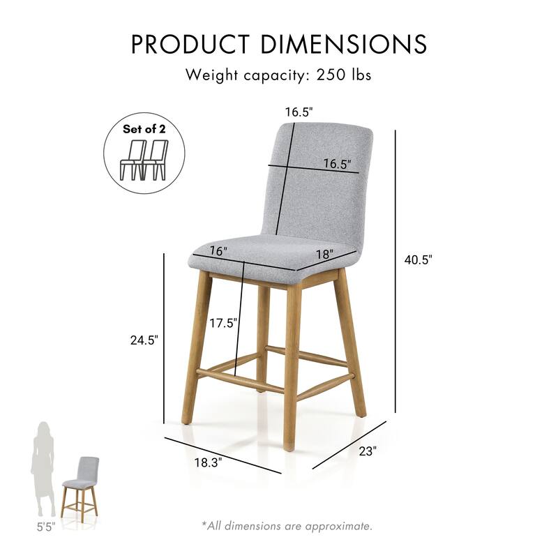 Furniture of America Nayel Modern Natural Counter Height Dining Chairs (Set of 2)