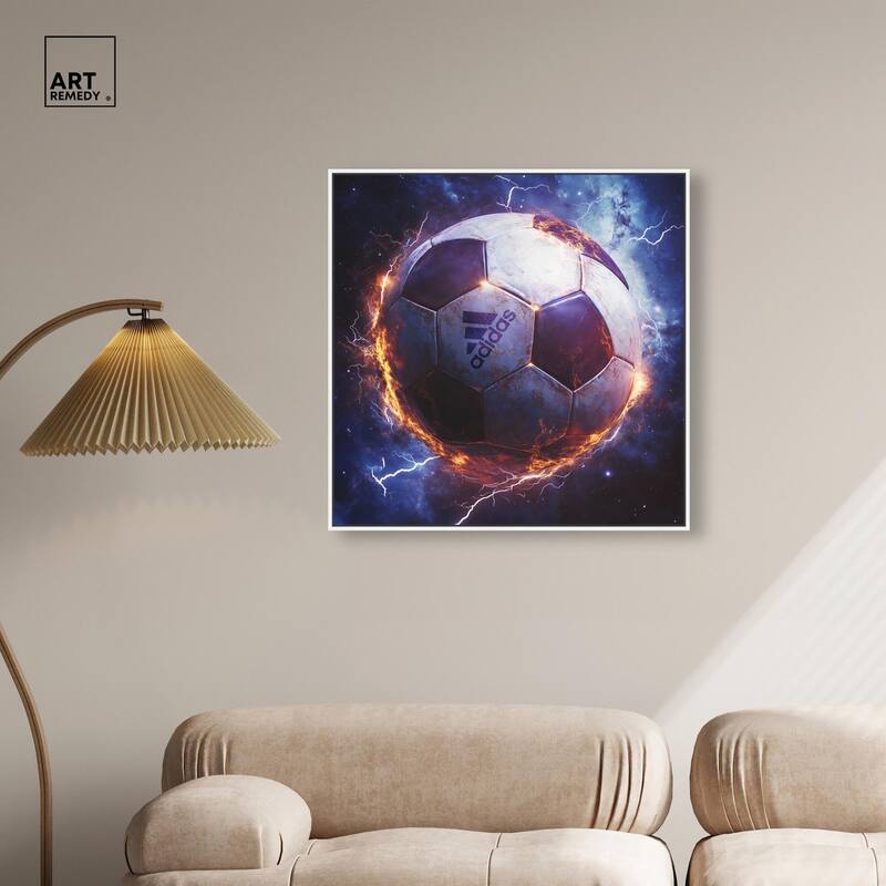 Electrify Soccer Ball Canvas by Art Remedy