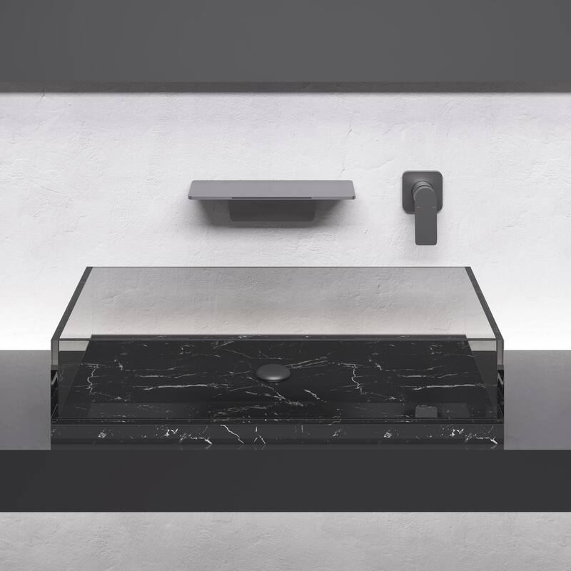Modern Single Handle Bathroom Sink Faucet with Waterfall Spout Design and Adjustable Water Temperature and Flow