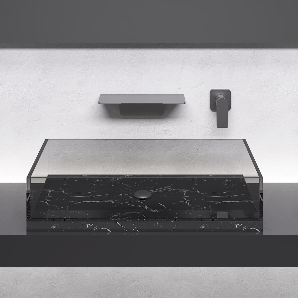 Modern Single Handle Bathroom Sink Faucet with Waterfall Spout Design and Adjustable Water Temperature and Flow