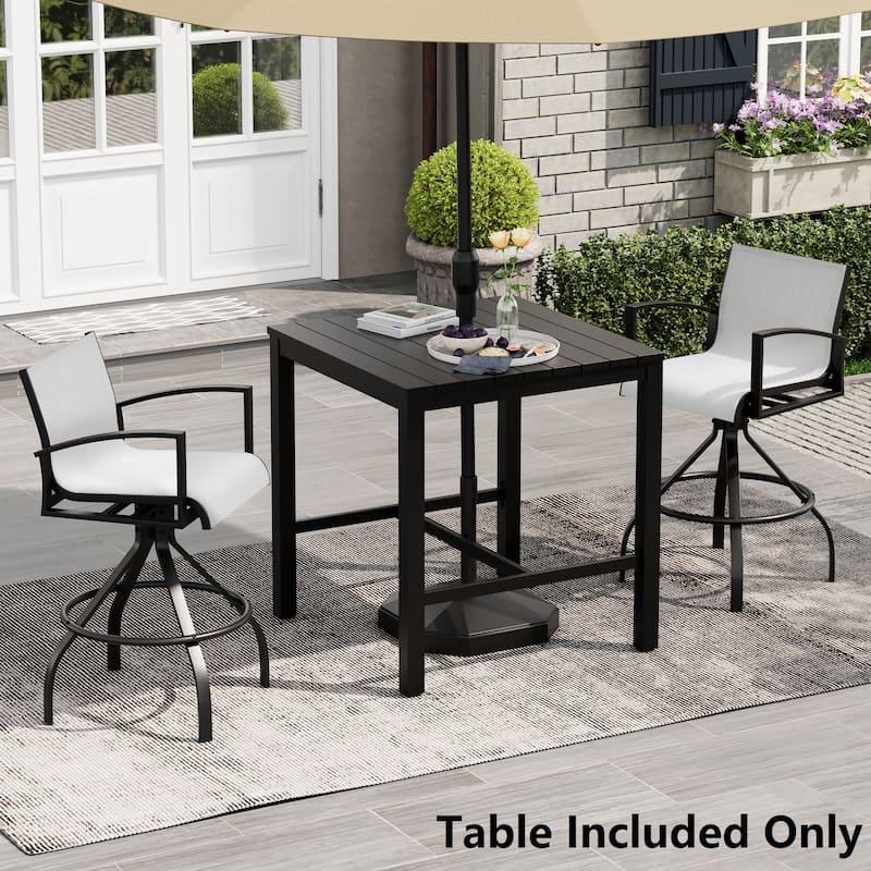 Pellebant Aluminum Outdoor Square Bar Table with Umbrella Hole - 35.4 in L* 35.4 in W * 37.4 in H