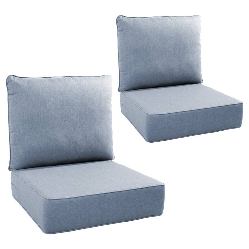 Gymojoy 24"x22"x6" Patio Thick Cushions & Pillows Set - Deep Seat Indoor/Outdoor Water & Fade Resistant - Two Sets - Baby Blue