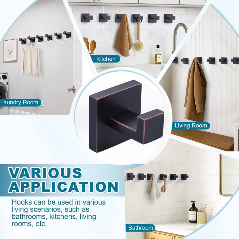 WOWOW J-Hook Wall Mount Robe/Towel Hook 6PCS