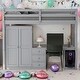preview thumbnail 2 of 16, Full Size Loft Bed with Wardrobe, Desk, Drawers, and Open Storage Cabinet, Multi-Functional Space-Saving Design, Gray