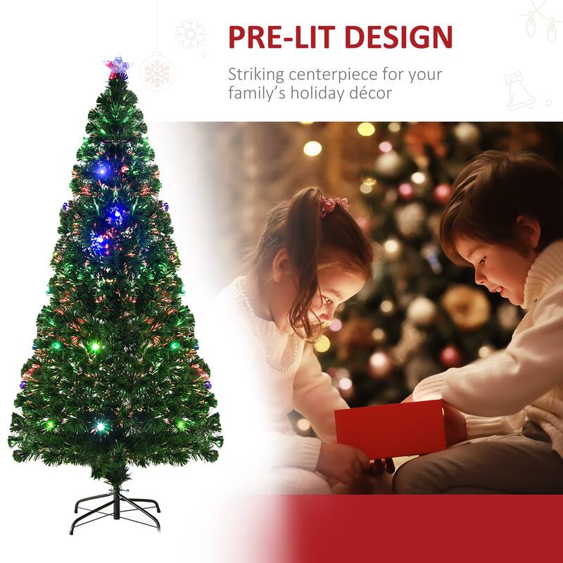 HOMCOM 6 ft. Color-Changing Lighted Christmas Tree with Stand - 6 Foot