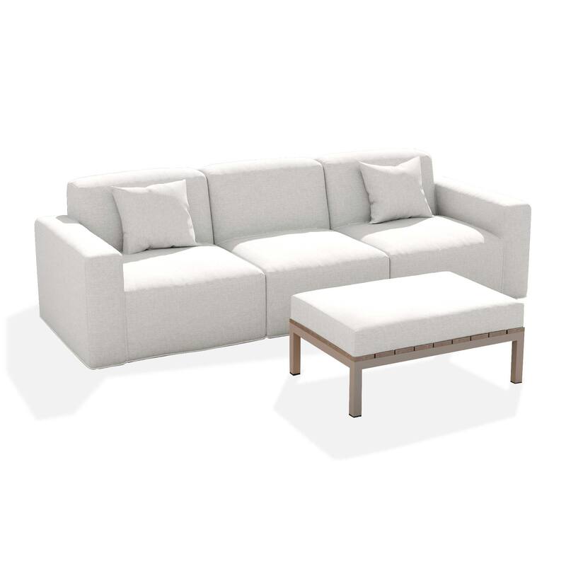 100" W No Assembly Outdoor Patio Modular Sofa with Coffee Table