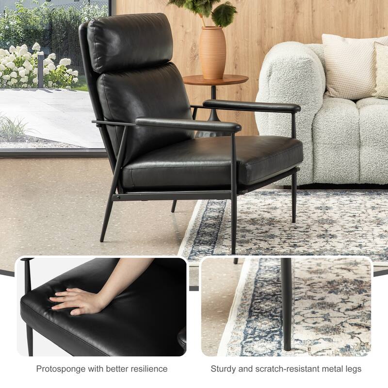 Glitzhome Set of 2 33.75"W Leatherette Armchairs With High Back and Padded Arms - 33.75" W x 39.5" H x 28" D