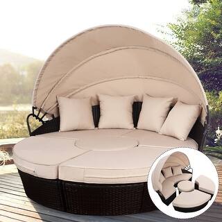 Daybed Patio Furniture Find Great Outdoor Seating Dining Deals Costway Rattan Sofa Furniture Round Retractable W Canopy Daybed Outdoor Brown