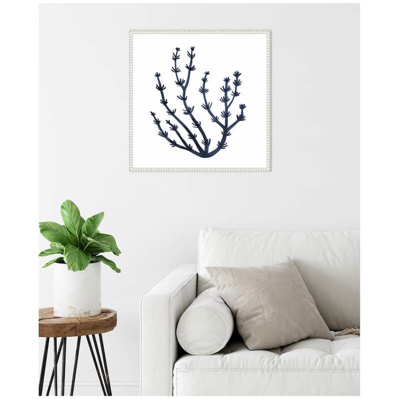 Kate and Laurel Sylvie Coastal Coral Seaweed Botanical 6 Framed Canvas by The Creative Bunch Studio