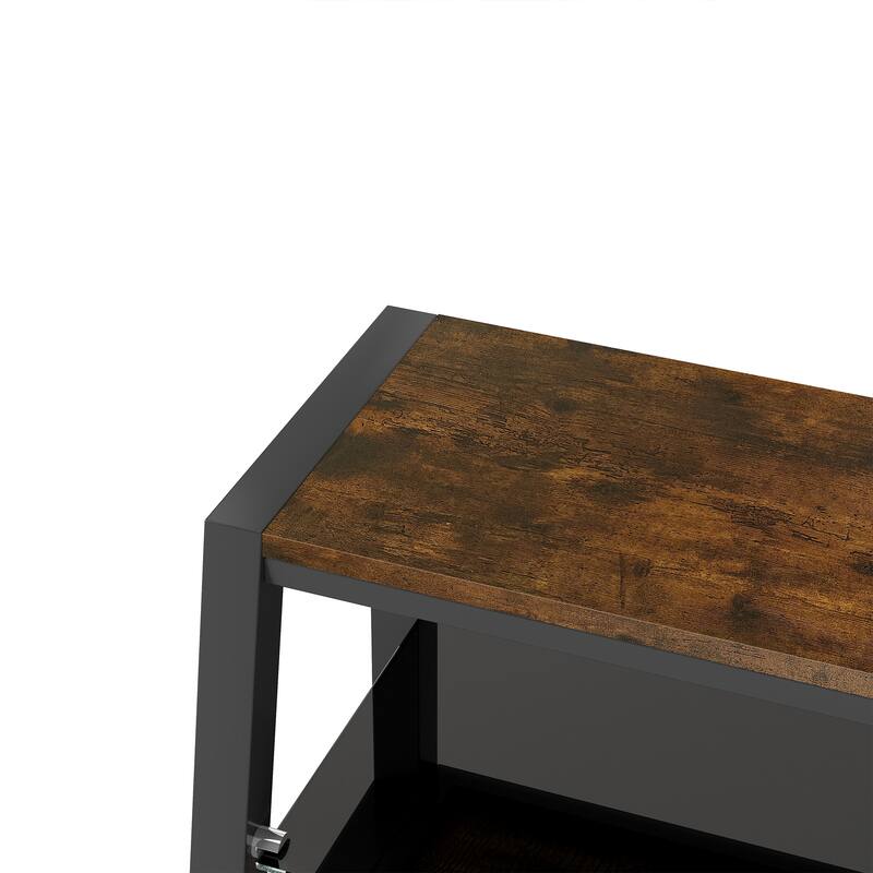Wooden Storage TV Stand Black Tempered Glass Height Adjustable Universal Swivel Entertainment Center With Mount TV Stand,black