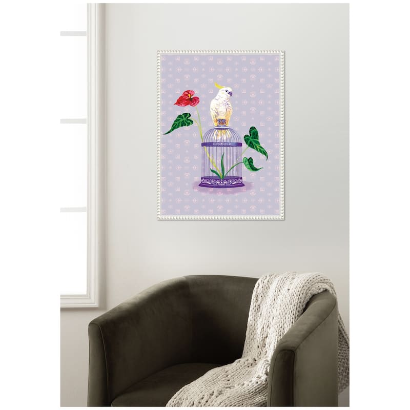 Kate and Laurel Cockatoo and Anthuriums by Lucia Gianello Framed Canvas Wall Art Print