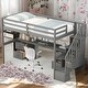 preview thumbnail 1 of 36, Twin Size Loft Bed Frame with Built-in Desk and 2 Drawers Grey