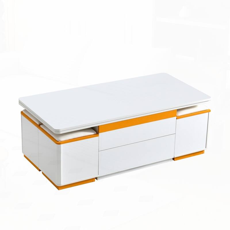 Lift-Top Coffee Table with 4 Storage Stools