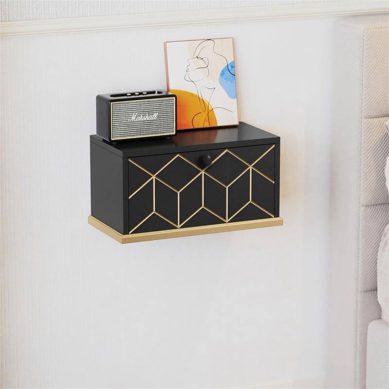 Floating Nightstand Small Nightstand with Flap Door - 6.69"D x 13.18"W x 6.92"H
