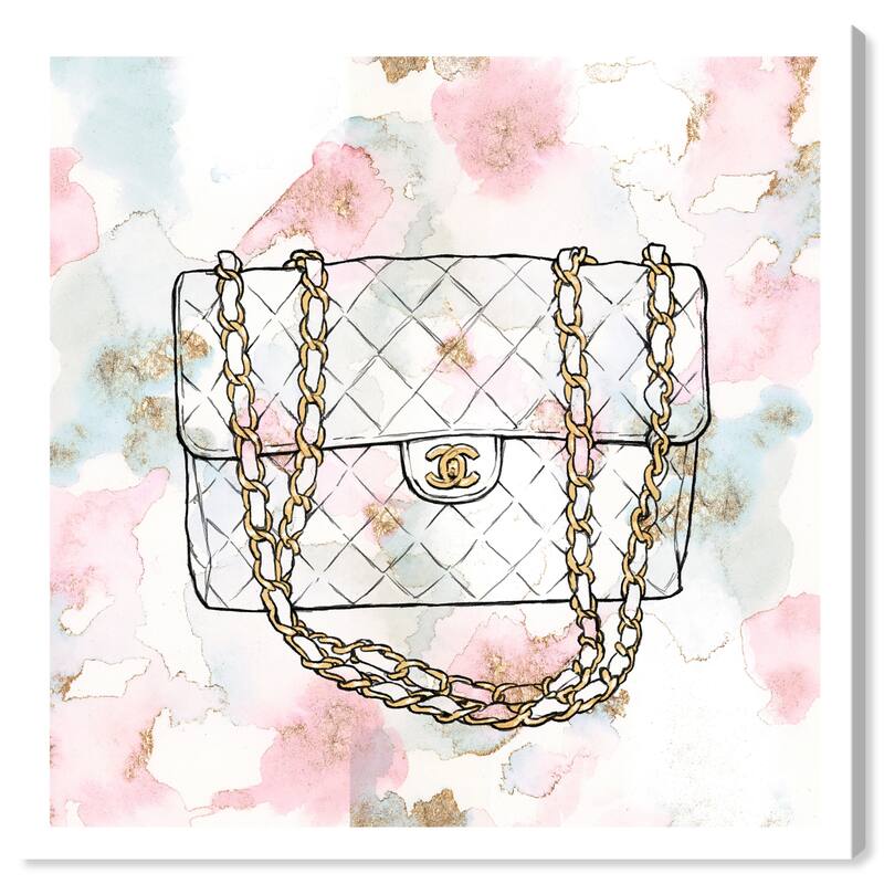 Wynwood Studio Prints Fashion and Glam Everything but my watercolor bag White and Metallic Gold Glam Wall Art Canvas Print
