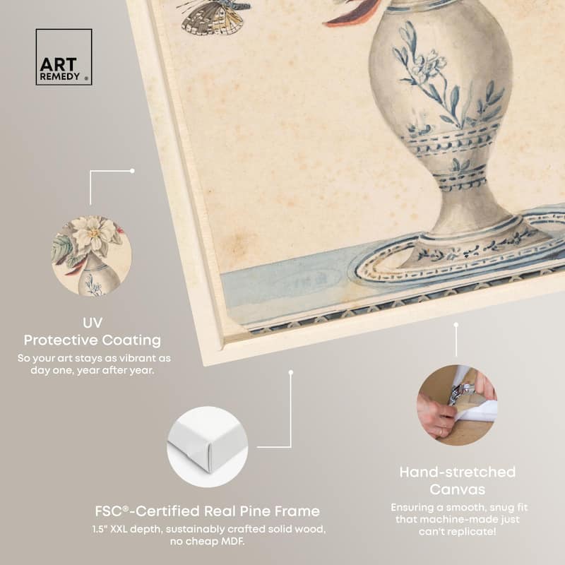 Vase with Flowers II 1850 Canvas by Art Remedy, Gallery Wrapped