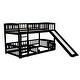 preview thumbnail 15 of 33, Twin Over Twin Low Bunk Bed with Fence and Ladder