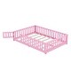 preview thumbnail 8 of 7, Pink Full Size Floor Bed with Safety Guardrails and Door