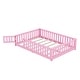 preview thumbnail 44 of 106, Twin/Full/Queen Size Floor Bed with Safety Guardrails for Kids, Wood Montessori Bedframe w/ Door, Children's Noiseless Beds