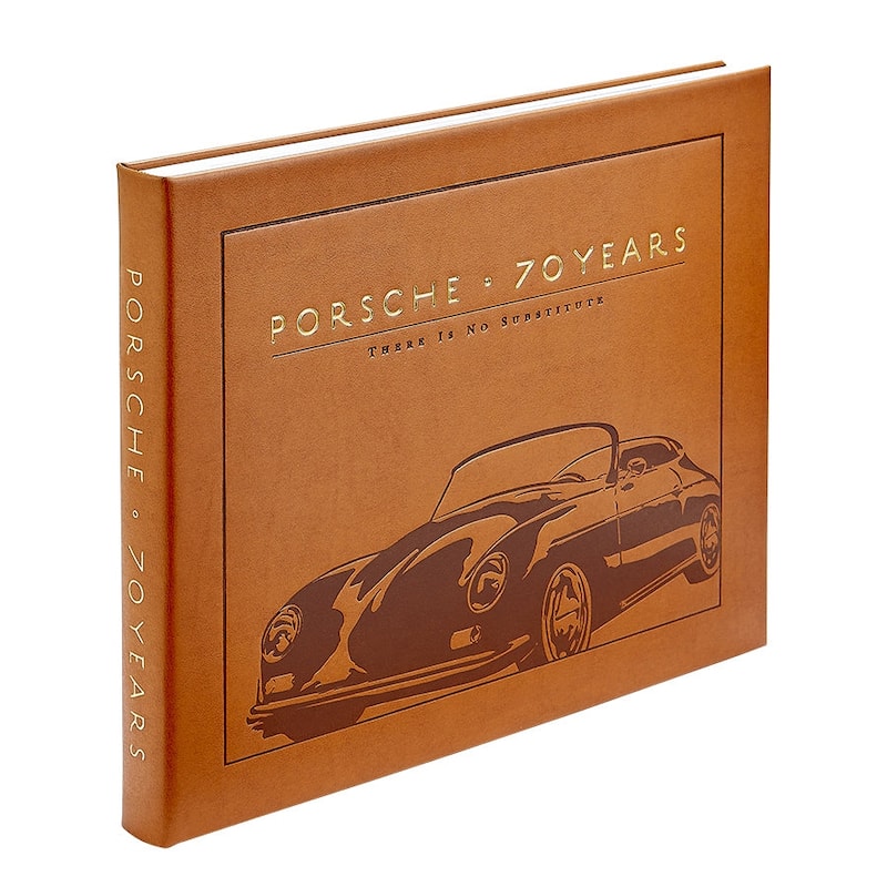 Graphic Image Porsche 70 Years Coffee Table Book, Leather, Tan
