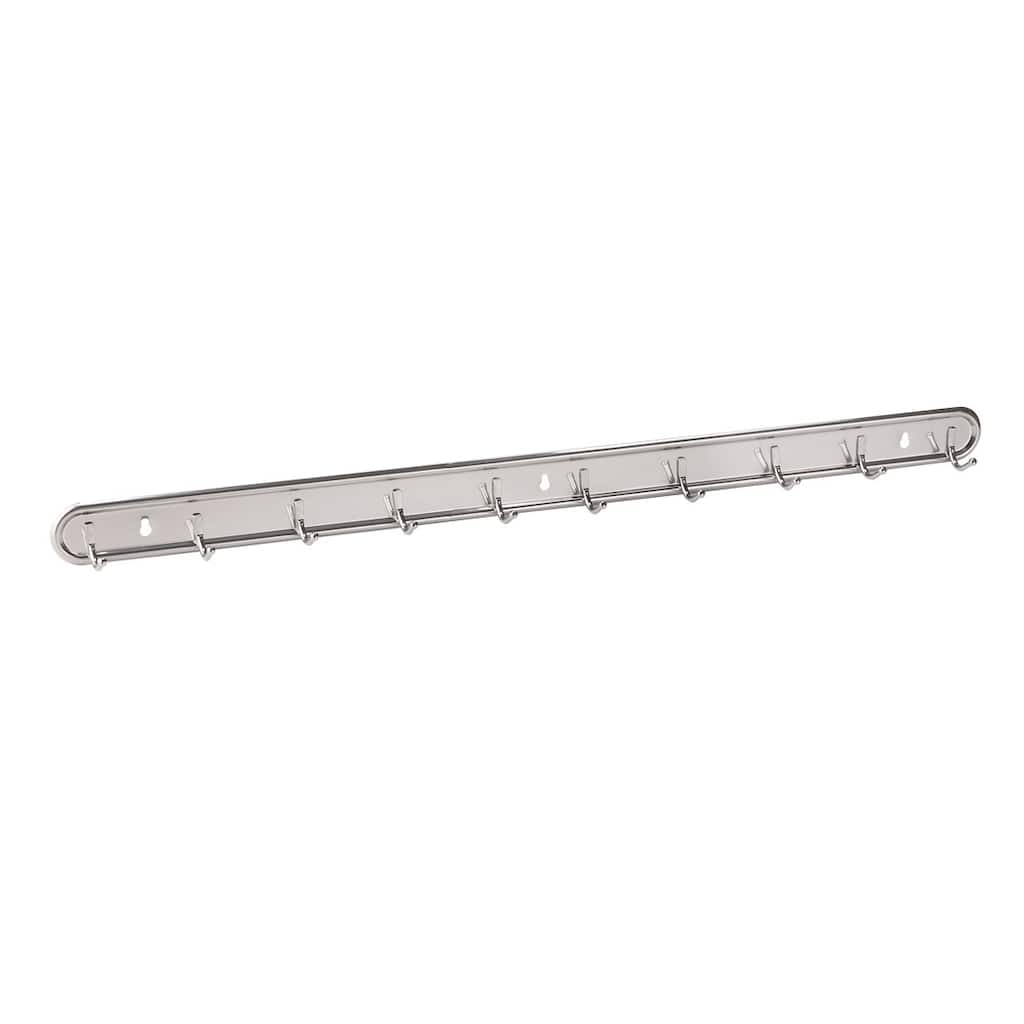 Stainless Steel 10 Hooks Wall Mounted Towel Hat Coat Rack Hook Hanger - Silver Tone
