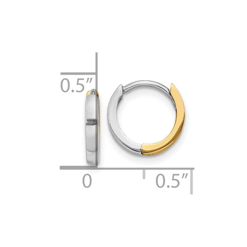 Curata 10k Two Tone Gold Hinged Hoop Earrings - 7x2mm
