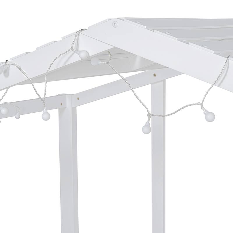 Twin Size House Loft Bed with Slide & Blackboard, Unique Design with Light Strip on Roof, Safe & Fun