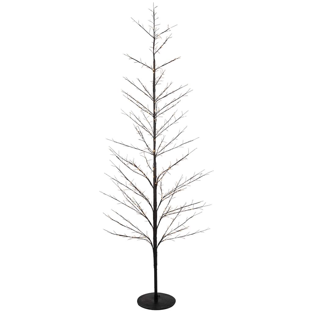 7' Matte Black Tree Warm White LED Copper Wire Lights