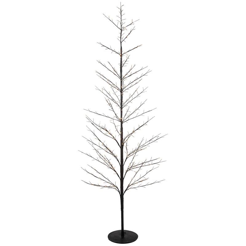 7' Matte Black Tree Warm White LED Copper Wire Lights