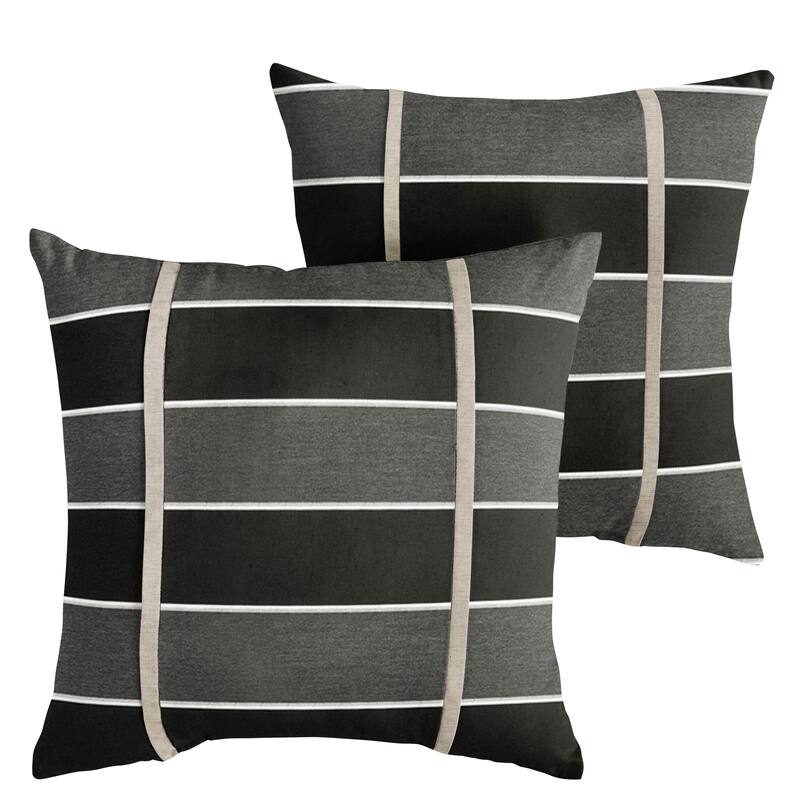 Humble + Haute Sunbrella Peyton Granite and Cast Silver Small Flange Indoor/ Outdoor Square Pillow, Set of 2