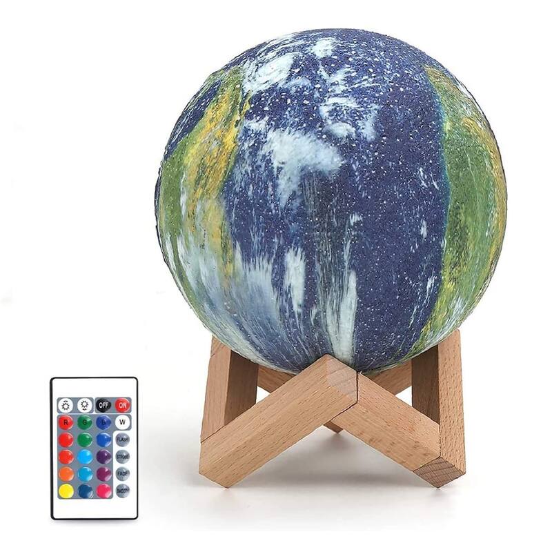 Moon, Galaxy, Earth, Saturn 3D Lamp - Color-Changing with Touch Sensor & Remote Control, Small & Large Size Available