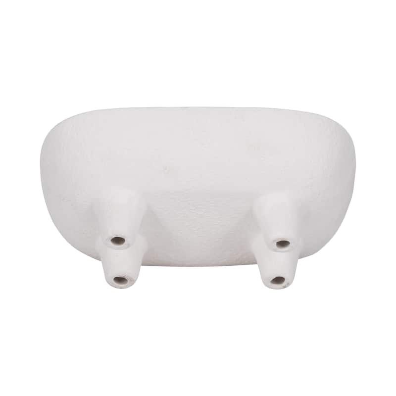 Decorative Ceramic Rounded Rectangle Bowl - Home Decor - 10", White - 10.0"