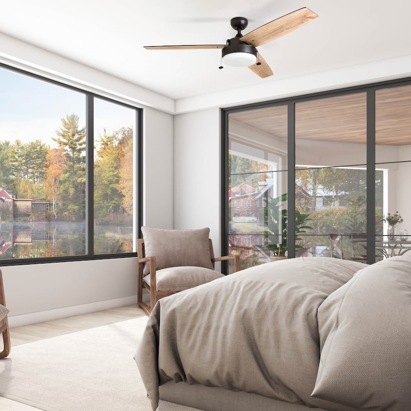52" Copper Grove Andreas Espresso LED Ceiling Fan with 3 Barnwood Blades - 52-inch